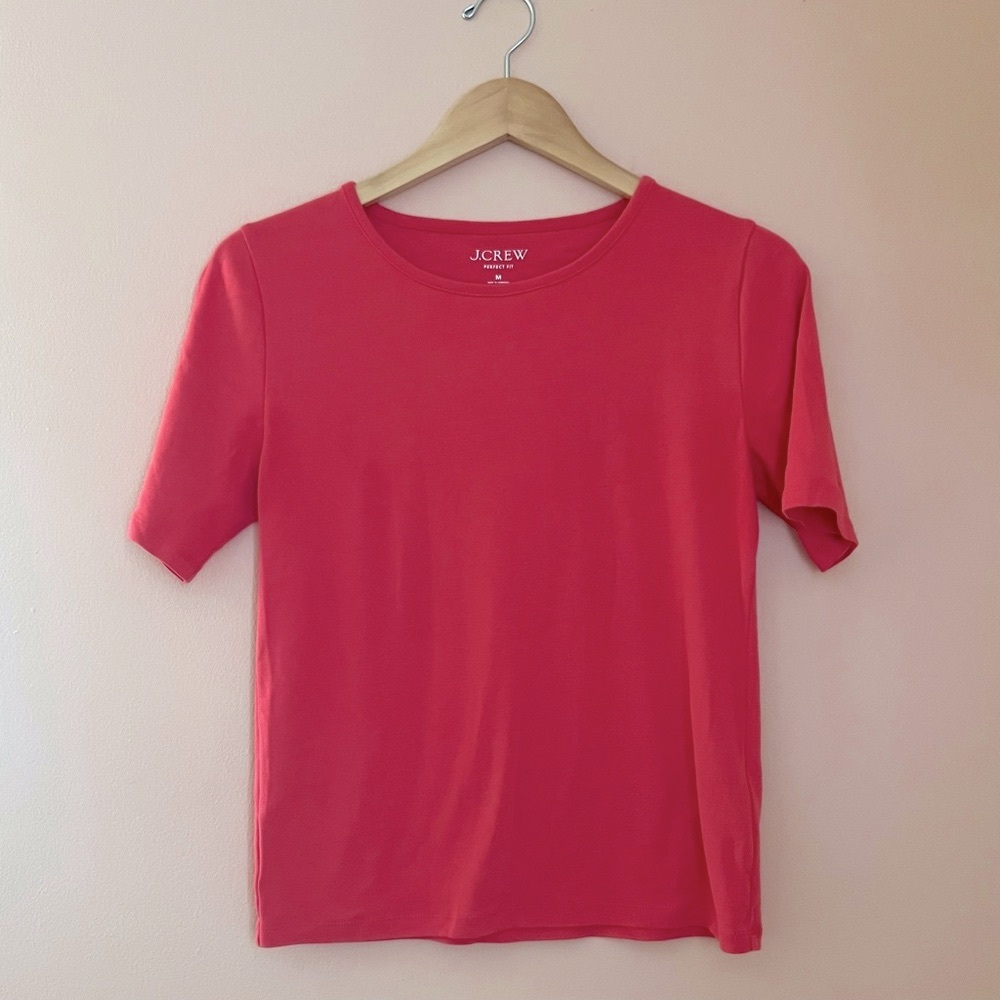 J Crew | Pink Perfect Tee Crew Neck Short Sleeve Top Women's Medium